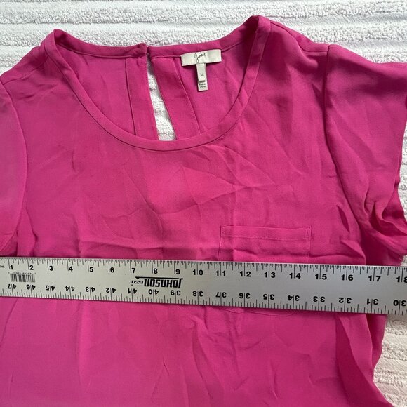 Joie Womens Hot Pink Round Neck 100% Silk Short Sleeve Top Blouse Medium Casual - Picture 7 of 8